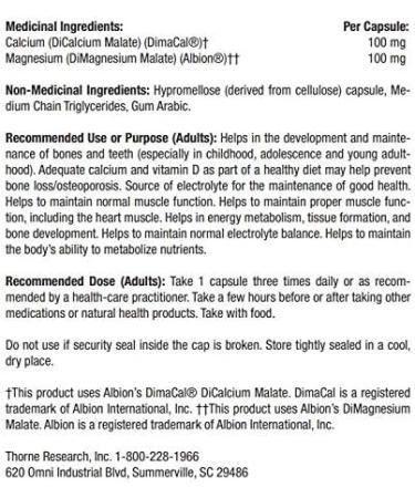 Thorne Calcium Magnesium Malate - 240 Capsules - Buy Online on SooperMarket.com