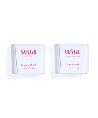 Wild - Natural Refillable Deodorant - Jasmine & Mandarin Blossom Refill Duo Pack - Vegan & Eco-Friendly - Aluminium Free - Long Lasting Protection - 100% Natural Ingredients - 2 Pack of 40g Refills Jasmine & Mandarin Blossom 40 g (Pack of 2)