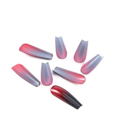 Handcess Coffin Glossy False Nails - Long Black and Red Ballerina Press-On Nails Gradient Acrylic Art Full Cover (24PCs) for Women & Girls - Buy Online on SooperMarket.com