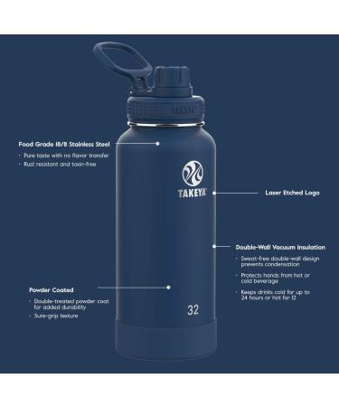 Takeya Actives 24oz Stainless Water Bottle with Insulated Spout Lid - Midnight - Buy Online on SooperMarket.com