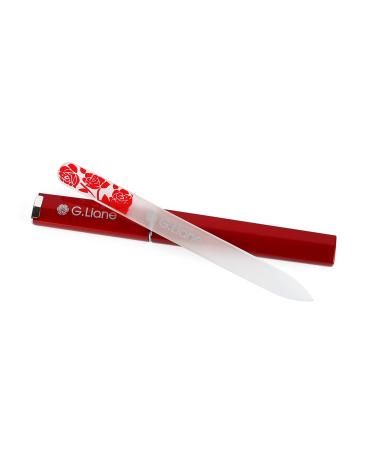 Premium Glass Nail File with Case G.Liane Professional Crystal Fingernail Files Perfect Manicure Set for Women Men Kids Nail Care Gift Set(Rose Red)