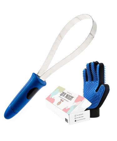 Deshedding Brush Set for Dog, Cat, Horses - Professional Pet Grooming Comb Kit - Dual-sided Stainless Steel Shedding Blade Tool For All Dogs With Pets Hair & Fur Remover Mitten Glove
