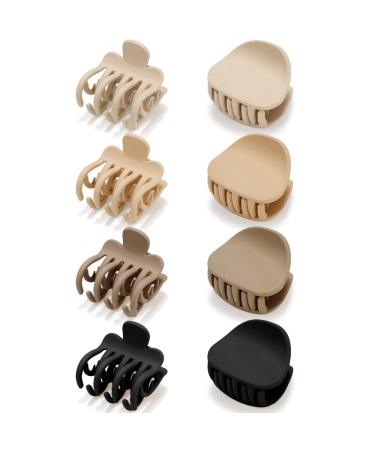 ATODEN Small Hair Clips Claw Clips for Thin Hair 8 Pcs Cute Hair Clips Neutral Claw Clips Double Row Teeth Matte Medium Hair Clips for Thick Thin Fine Short Hair Mini Jaw Clips Non slip Hair Accessories Hair Clamps Gifts...