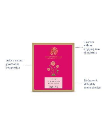 Buy Forest Essentials Luxury Sugar Soap - Rose & Cardamom | 125g | Premium Natural Skin Care - International Shipping Available - Buy Online on SooperMarket.com