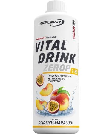 Best Body Nutrition Vital Drink Zerop - Peach Maracuja original beverage concentrate - Sirup - Sugar -free 1:80 results in 80 liters of finished drink 1 l (1 -pack) Peach -Maracuja 1 L (1 Pack)