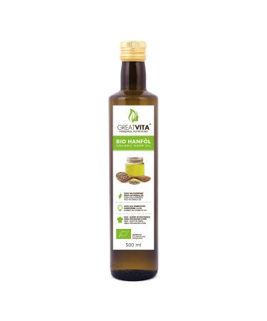 GreatVita organic hemp oil 100% pure & cold pressed 500ml hemp seed oil with high content of omega 3 & 6 fatty acids