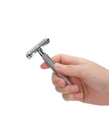Manual Copper Safety Razor for Men - Silver Beard Shaving Tool with Base | Eco-Friendly Shaving Solution - Buy Online on SooperMarket.com