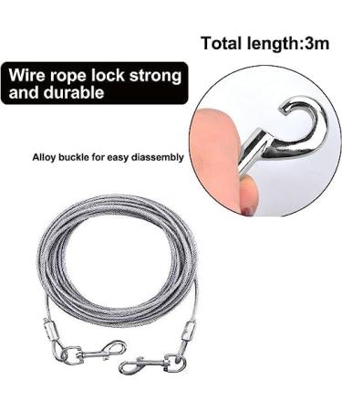 10ft Dog Tie Out Cable with 15" Spiral Ground Stake Spike for Small to Medium Dogs Up to 60 lbs for Playing Camping Outdoor Yard and Backyard in Ground (White) - Buy Online on SooperMarket.com