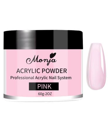 Pink Acrylic Powder - 60g Acrylic False Nail Powders - Large Capacity Acrylic Nail Powder for Nail Acrylic Extension Nail Carving - No Nail Lamp Needed
