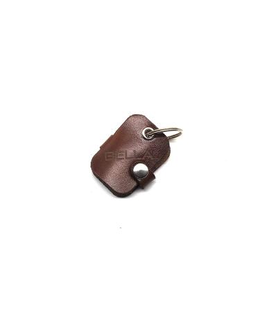 Copter farm dog brand bag for dogs on the collar |With engraving push button |Art leather real leather |Dog brand |individually engraved on both sides (real leather brown rectangle) real leather brown rectangle