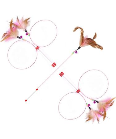 AWAVM 5 PCS Cat Teasers Cat Feather Wand Cat Toy Interactive Toy Feather Wand with Bell Natural Feather Refills - Buy Online on SooperMarket.com