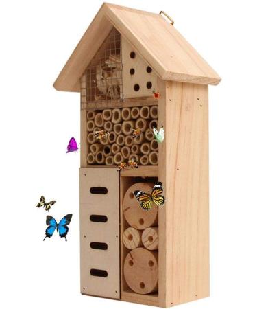 Wooden Butterfly House Safe Protective Insect House Bee Hotel Butterfly Habitat for Mason Bees Solitary Gardens Ladybugs Butterfly  - Buy Online on SooperMarket.com