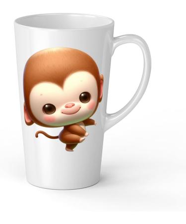 White Ceramic Baby Monkey Mug - Large 483 ml Perfect for Hot Chocolate or Milk Fun and Easy to Use - Buy Online on SooperMarket.com