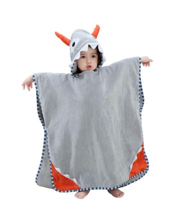 COOKY.D Hooded Baby Poncho Bath Towel 100% Cotton Bathrobe for Boys Girls Kids 70x70 cm 0-6 Years Old Grey Grey-ox Horn