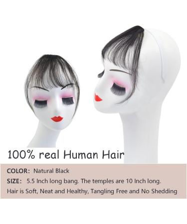 Hair Clip in Bangs Wispy Human Hair Bangs Hairpieces for Women Fringe Neat Faker Bangs with Temples Hairpieces for Party and Daily Wear(Air Bangs Natural Black) Air Bangs Natural black - Buy Online on SooperMarket.com