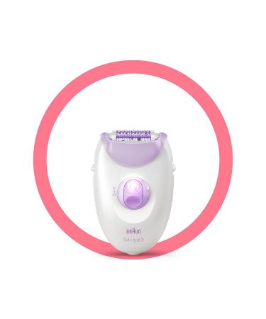 Braun Silk- pil 3 Epilator for Long-Lasting Hair Removal 20 Tweezer System Smartlight Technology UK 2 Pin Plug 3-170 White/Purple