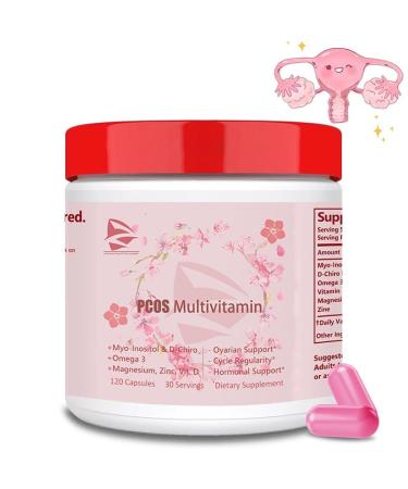 120 Capsules/Bottle PCOS Multivitamin pH Balancing Pills Women's Vaginal Multivitamin Hormone Balancing Supports Healthy Ovaries and Regular Cycles 1pcs