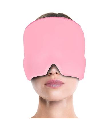 Kgduyc cooling masks for the eyes headgear to relieve hot and cold compresses reusable hat to relieve migraines eye mask (pink)