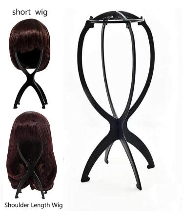 2 Pack Portable Wig Holder Stands - Foldable Short Wig Display for Easy Storage - Black Plastic - Buy Online on SooperMarket.com