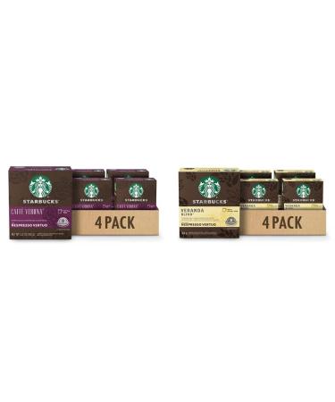 Starbucks By Nespresso Caff Verona Coffee Pods Dark Roast 32 Count & Veranda Blend for Nespresso Vertuo Blonde Roast Coffee Pods 8 K-Cup Capsules Pack of 4
