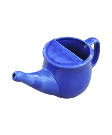 Ceramic Neti Pot Spill Proof for Nasal Cleaning Microwave Safe (Blue)