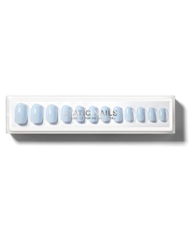 Static Nails Reusable Pop-On Manicure Set  Non-Damaging Glue-On Nails (Vanilla Clouds Round) - False Nails with Static Nail Glue  Nail Set  Fake Acrylic Press On Nails