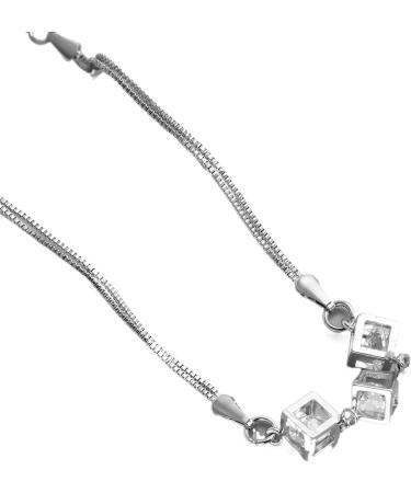 Oralgos Zircon-Cube Bracelet - Elegant Adjustable Crystal Chain Jewelry for Couples & Anniversaries - Buy Online on SooperMarket.com