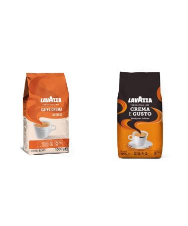 Lavazza Caff Crema Gustoso intensity 9/10 & Crema E Gusto Tradizione Italiana roasted coffee beans with spicy aromatic notes Arabica and Robusta coffee beans 1 kg crema gustoso bundle with coffee beans