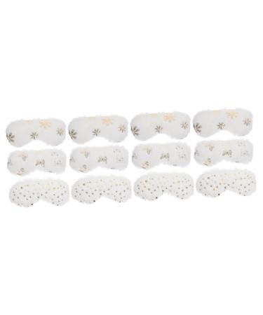 Gatuida Elastic Eye Covers 12 Pcs Plush Eye Mask White Safety Mask Travel Protection Sleeping Eye Shades