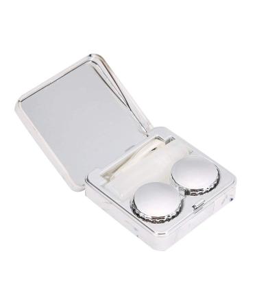 Wifehelper contact lens container square color contacts accompanying box mirror marble outer box invisible container golden glass container holder for shower levels (silver)