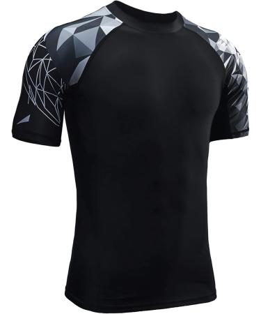 HUGE SPORTS Men's Short Sleeve Splice Rashguard Shirt - Swim & Surf Vest XXL Lion - International Shipping Available - Buy Online on SooperMarket.com