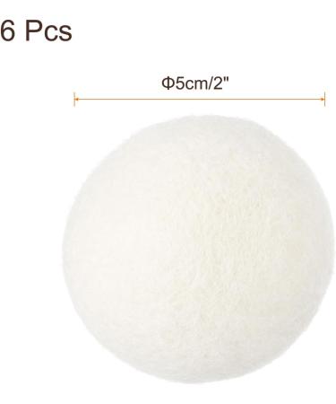 sourcing map 6 Pcs Wool Dryer Balls 2 Inches Wool Laundry Dryer Balls for Reducing Clothing Static and Wrinkles White 2" White - Buy Online on SooperMarket.com