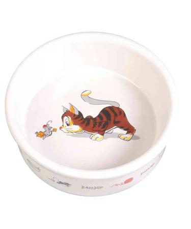 Trixie Ceramic Cat Bowl with Motif 0.2 Litre White 1 Count (Pack of 1)