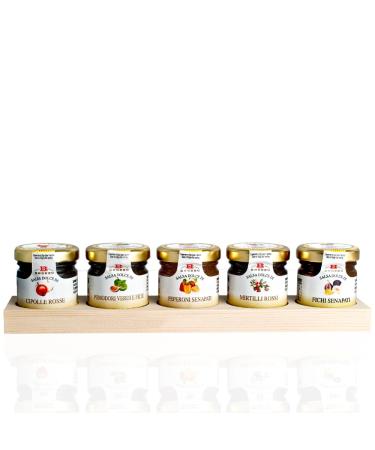 5 Italian jams for cheese in gift wooden box | 5 x 35g
