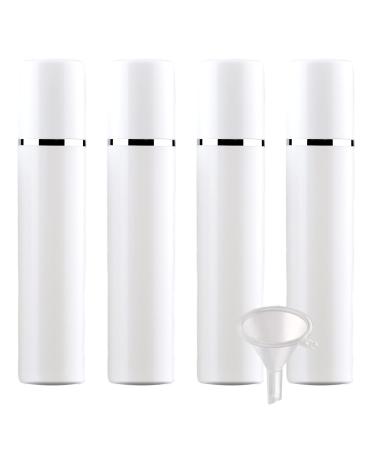 Zeoabsy 4 pieces 50ml not refillable empty white plastic airless cream donor pump dispenser with silver edge pump pum for cosmetics lottery gel trip - no straw required required