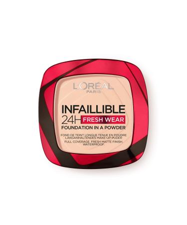 L'Oreal Paris Infallible 24H Fresh Wear Foundation in a Powder Full-coverage Longwear Weightless Smooth Finish Water-proof and Transfer-proof 180 Rose Sand 180 - Rose Sand 9 g
