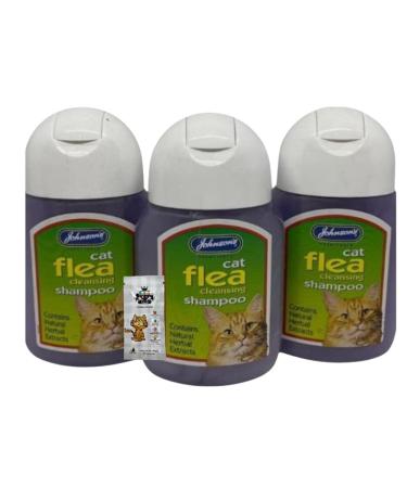 AETN Creations Cat Flea Shampoo Bundle of 3x125ml Johnson Flea Cleansing Shampoo for Cat's and AETN Creations Chicken Cat Treat