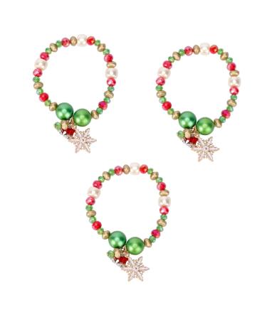 ABOOFAN 3 Pcs Christmas Bracelet Snowflake Candy Beaded Bracelet Christmas Stocking Stuffers Charms Party Wrist Charms Charm Bracelets Fashion Beaded Bracelet Alloy Beads Jewelry