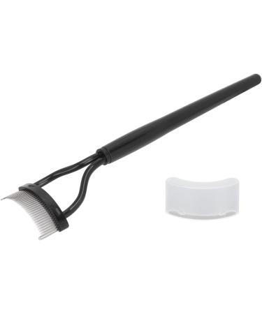 Verdant Touch Eyelash Brush Stainless Steel Eyelash Comb Curved Design Separate Cover Black Straight HandleBeauty Care - Buy Online on SooperMarket.com