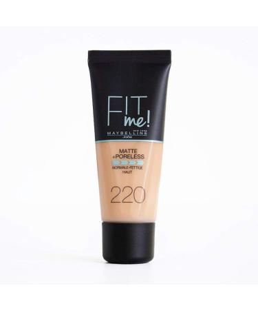 Maybelline New York Make Up Fit Me!Matte + Poreless Foundation matt and pore -purely all skin types No. 220 Natural Beige 30 ml 1 pieces 30 ml (1 Pack) No. 220 natural beige