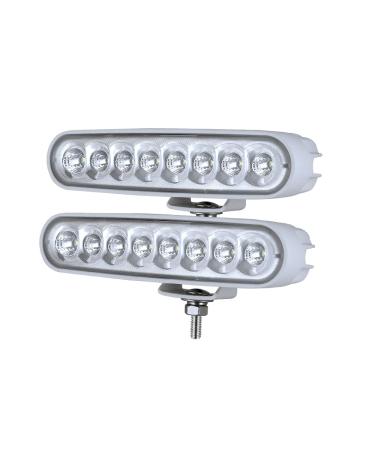 Led Boat Lights, BIGLIONX 6.5 inch Flood LED Light Bar 2 pc 80W 8600LMS Slim Led Deck Dock Marine Light Lamp IP69K 12V 24V Super Bright for Boat Truck Off-Road Car SUV (White)