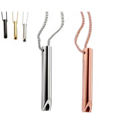 Breathlace Necklace Quit Smoking Breathlace Quit Smoking Breathing Necklace for Anxiety Relief Anxiety Stress Panic Attack Meditation Tools Necklace (Silver+ Rose Gold)