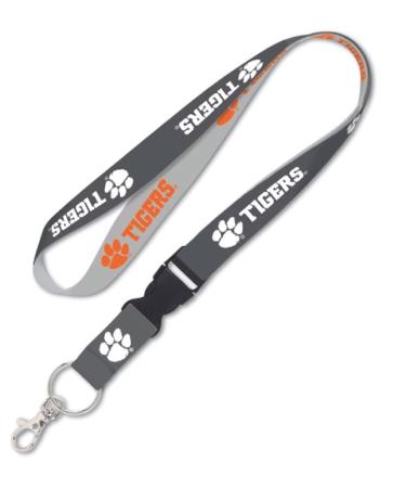 WinCraft Clemson Tigers Lanyard with Detachable Buckle, 1" - Grey and Orange