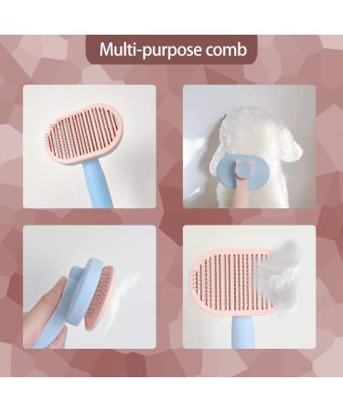 Self-Cleaning Cat Brush for Long & Short Hair - Removes Loose Fur & Dirt - Blue - Buy Online on SooperMarket.com