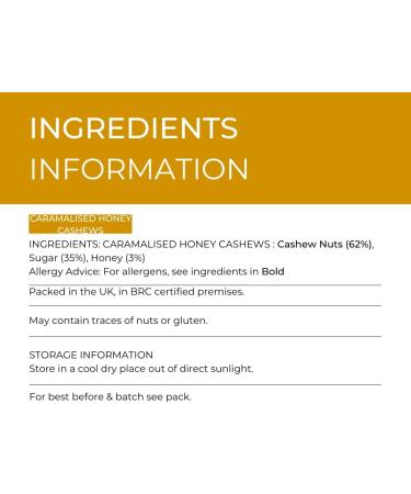 Hides Fine Foods - Caramelised Honey Cashews 1kg - Suitable for Vegetarians - GMO Free - Snacking - Protein Snack - Bar Snack - Perfect for Parties - Heart Healthy Fats - High Fibre - Buy Online on SooperMarket.com