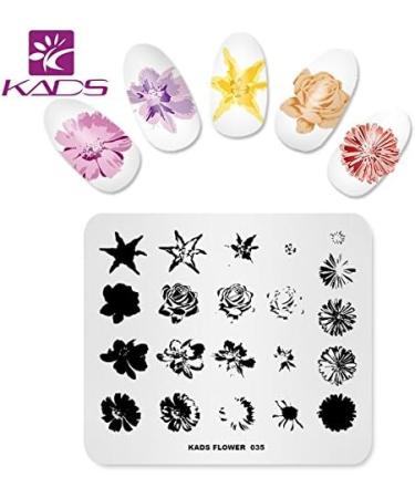KADS Nail Stamping Plate FL035 - Flower Nature DIY Image Template for Manicure - Buy Online on SooperMarket.com