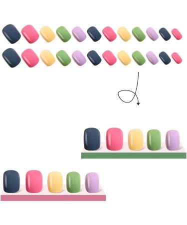 Closer 1Set Rainbow Jumping Colours False Nails Wearable Press on Nails Full Cover Nail Tips - Buy Online on SooperMarket.com