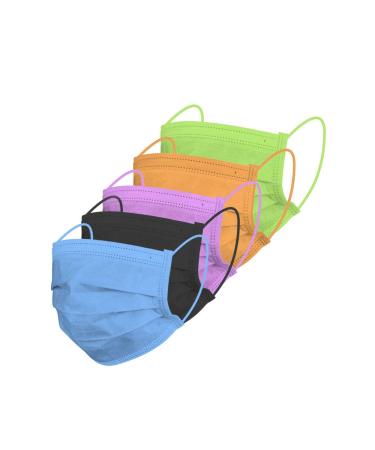 HoMedicsDisposable 3-Layer Face Mask, Adjustable Elastic Ear-Loop, 3-Ply Protection for Air Pollution and Dust, 50 Pack, Multicolor Adult Multicolor