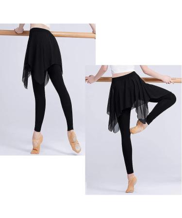 Skirted Leggings for Women Stretchy Yoga Pants with Chiffon Skirt for Ballet Dance | Medium Size - Buy Online on SooperMarket.com