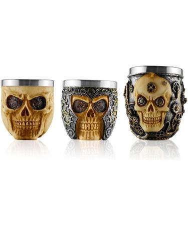 Skull Foam Bowl Stainless Steel Shaving Bowl Foaming Soap Bowl Men's Facial Cleansing Skull Beard Soap Foam Bowl Facial Hair Beard Brush Mug Skull - Buy Online on SooperMarket.com